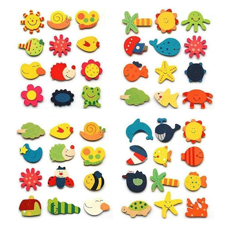12PCS Wood Cute Fridge Magnet Alphabet Animal Early Educational Baby Kids I0C6