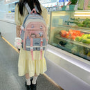 Japanese Harajuku Backpack School Students Hit Color Mochila with Pendant Badge