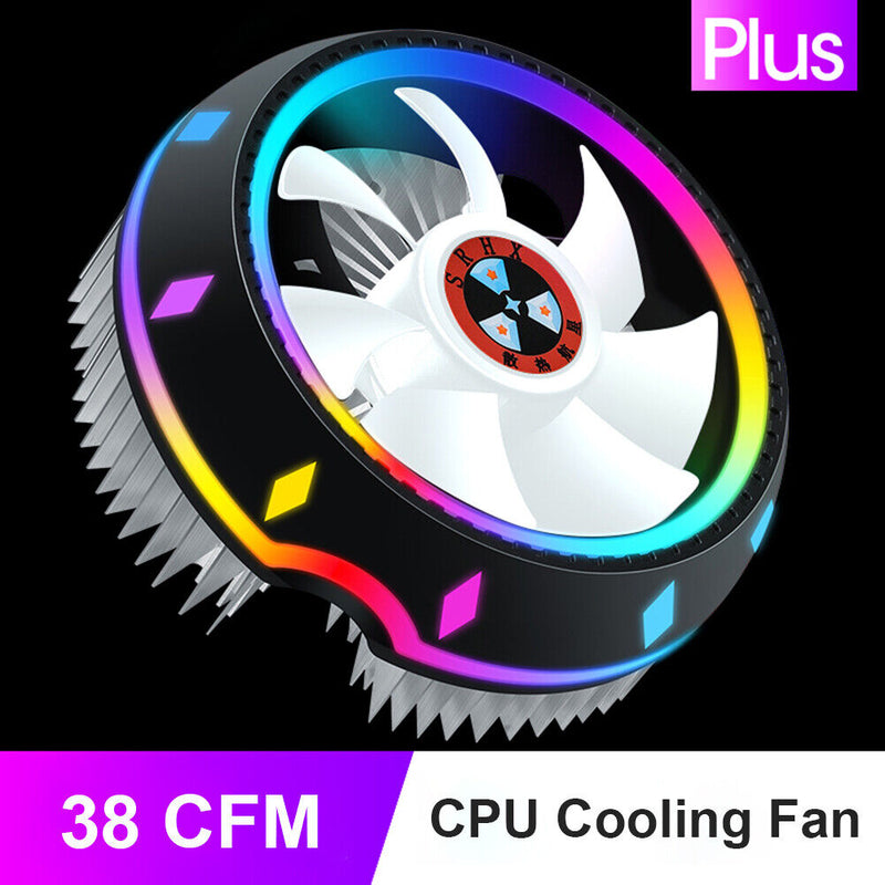 PC Computer Case Fan RGB LED Quiet 100mm Air CPU Cooler for Intel AMD Newly