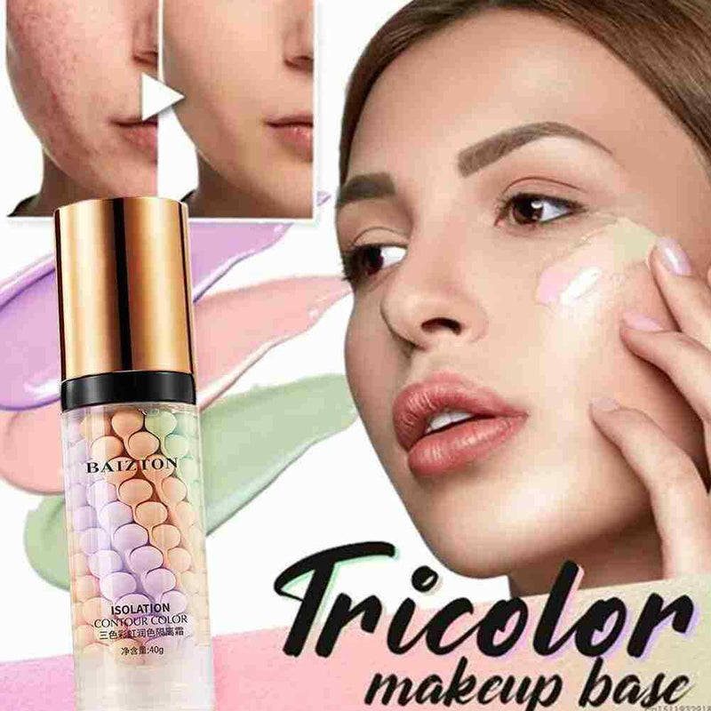 Rainbow Tricolor Isolation Concealer Full Coverage Brighten Makeup lasting V8E6