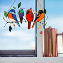 Color Birds on A Wire, Stained Glass  Window Hanging Panel (2) Newly