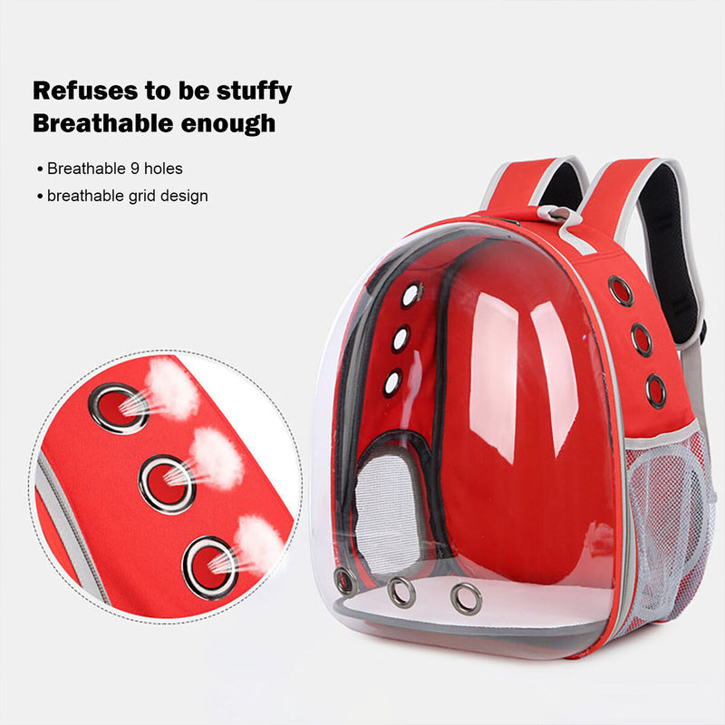 Pet Travel Carrier Transparent Space Capsule Cat Bubble Backpack (Red) Newly