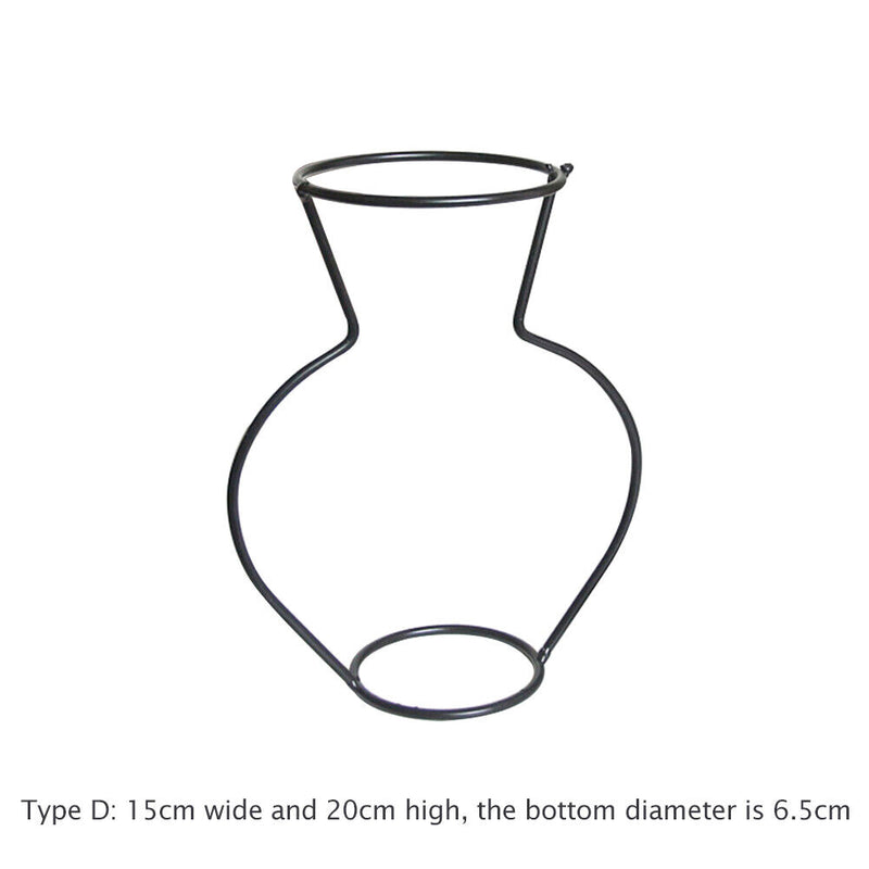 Nordic Retro Iron Line Flower Vase Metal Plant Holder Flowerpot Decor (D)