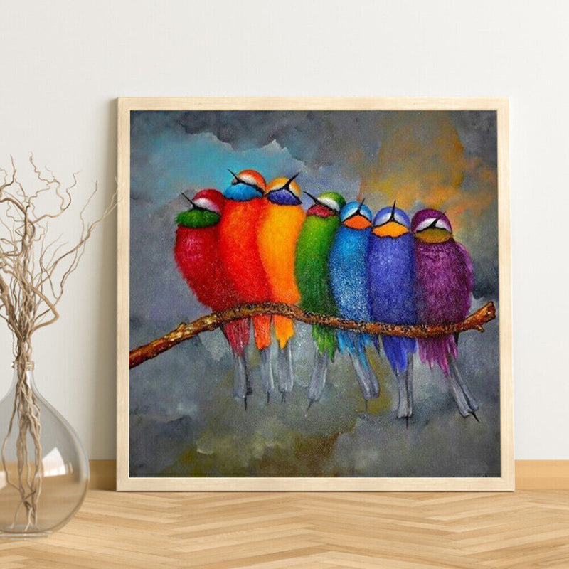 DIY Printed Colorful Bird Cross Stitch Full Embroidery Canvas Home Wall Dec