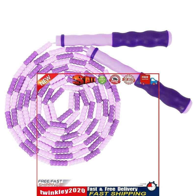 Skipping Rope Professional Rope Skipping Soft Beads Unknotted (Purple) Newly