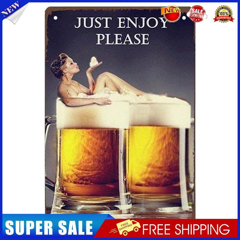 20x30cm Beer Print Rectangular Metal Waterproof Tin Drawing Flat Style