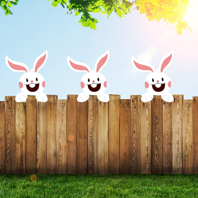 Fence Peeker - Easter Bunny Peeking Fence Signs for Patio Wall Holiday Craft