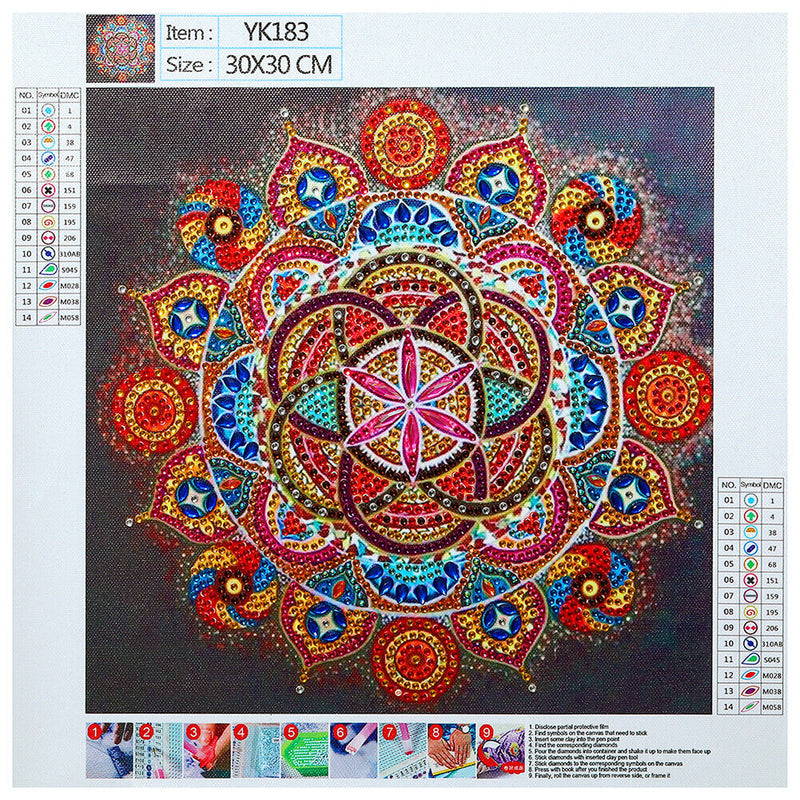 5D DIY Partial Special Shaped Drill Diamond Painting Mandala Decor (YK184) Newly