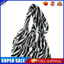 Women Plush Leopard Pattern Shoulder Bag Large Crossbody Bag (Black)