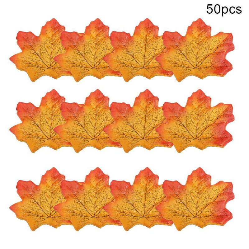 50pcs Fall Silk Leaves Wedding Party Favor Autumn Maple Leaf Decoration Sets hot