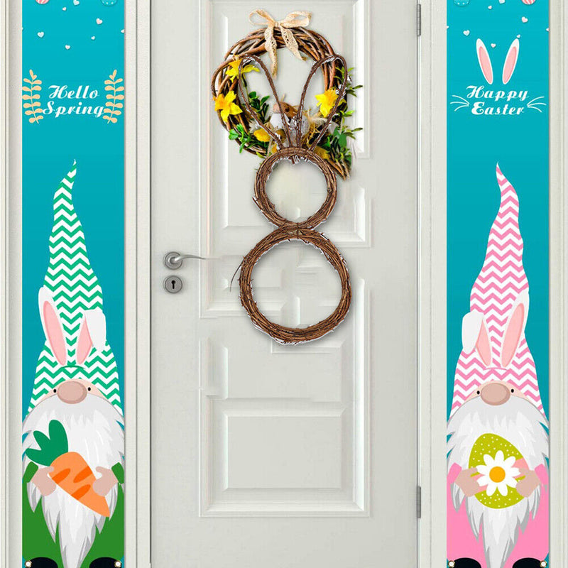 Handmade Easter Bunny Wreath DIY Folded Rattan Wreath Decoration (60cm)