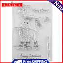 Xmas Elk Pattern DIY Transparent Clear Stamp Silicone Album Card Seal Decoration