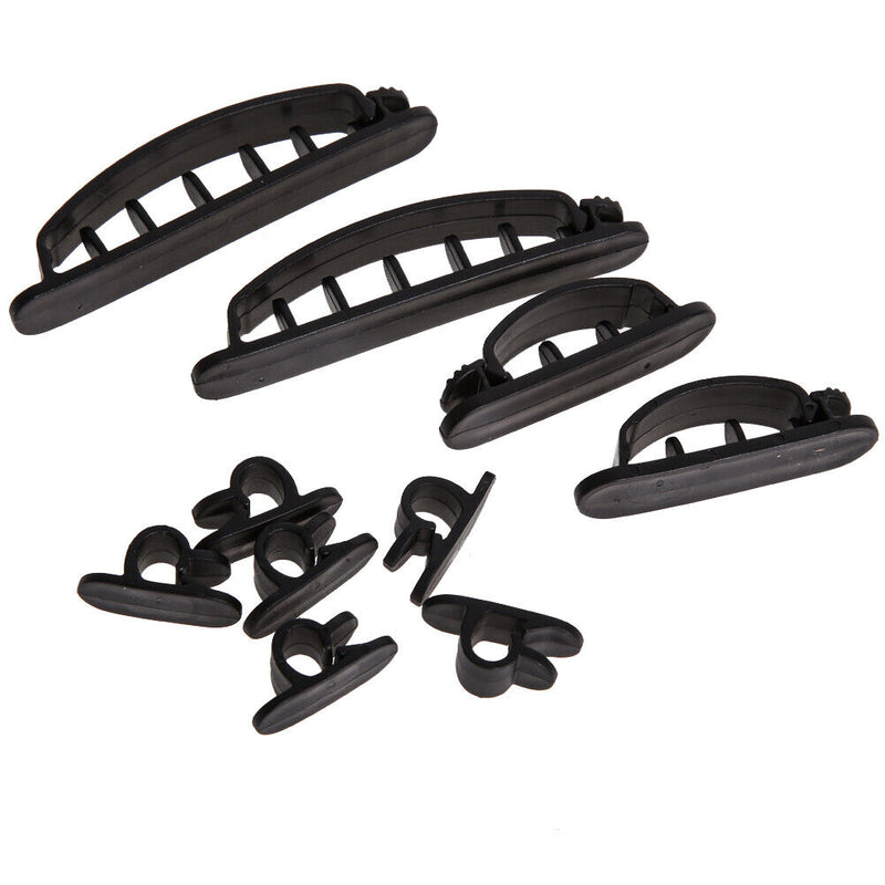 10Pcs Cable Cord Wire Line Organizer Plastic Clips Ties Fixer Holder Black
