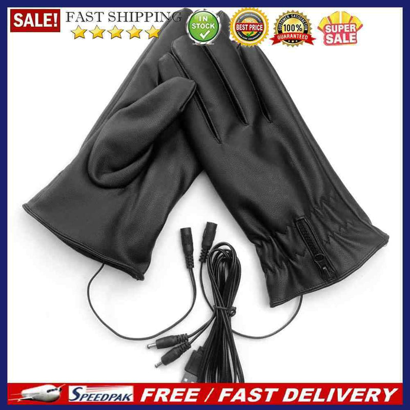 Electric Heating Glove PU Leather Winter Heated Gloves Men Women for Cycling Ski
