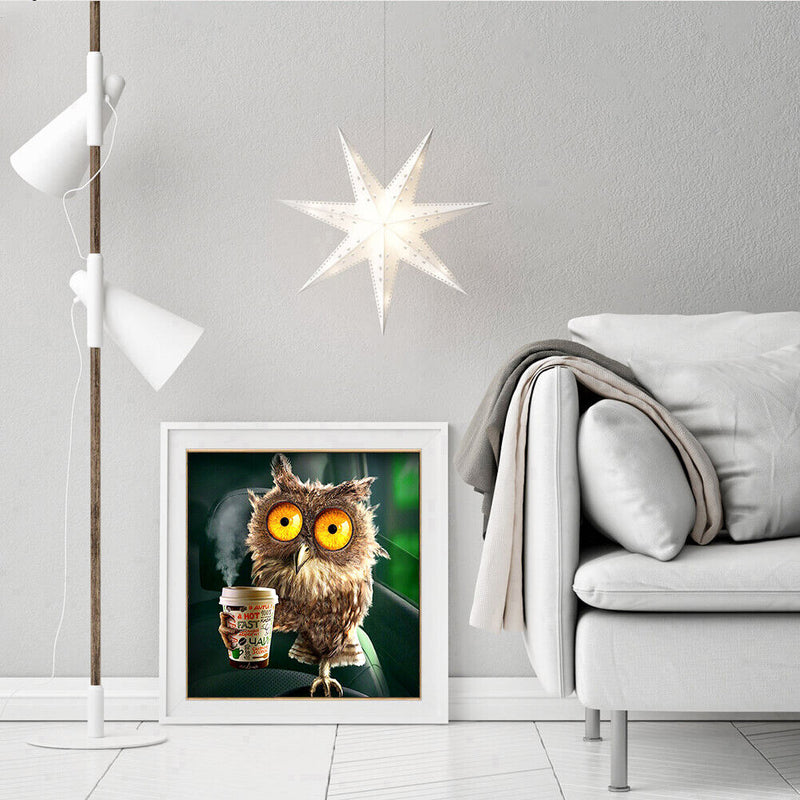 Full Round Drill Mosaic Craft DIY Funny Owl Diamond Painting Rhinestone Poster