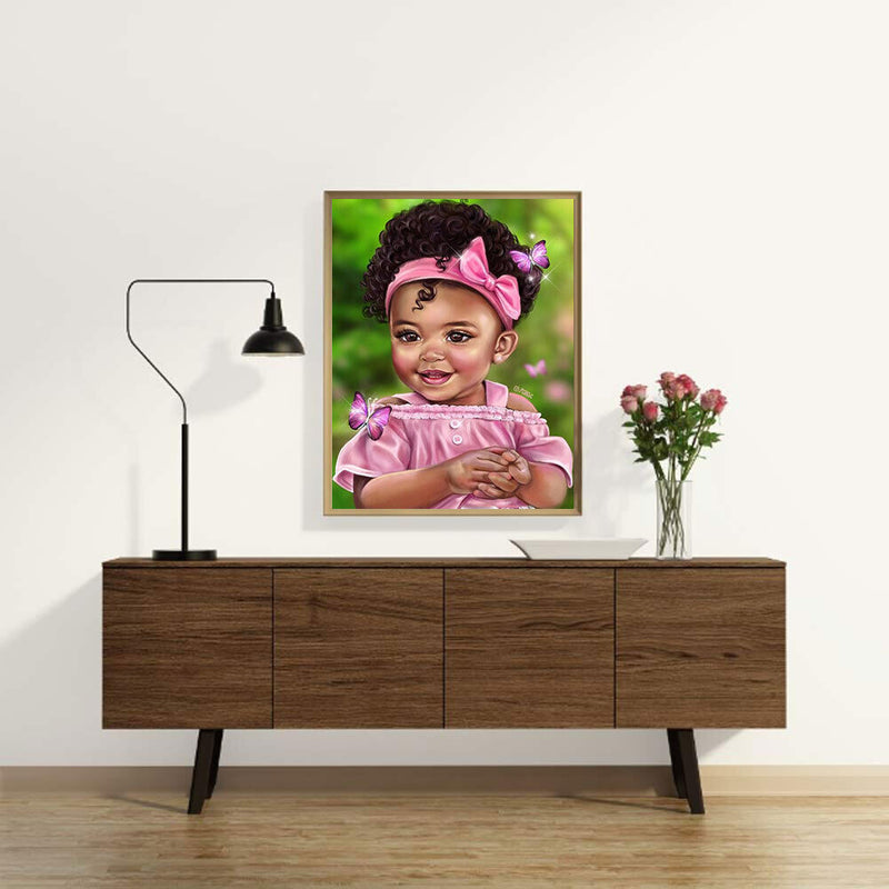 5D DIY Diamond Painting Full Round Drill Curly Hair Girl Wall Decor Rhinestone