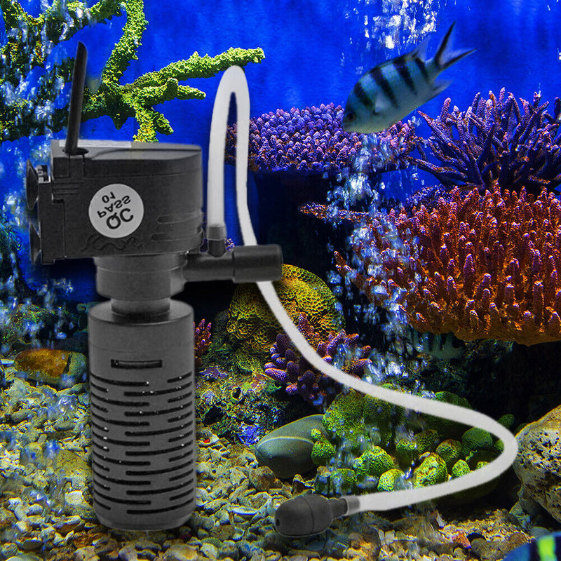 3W 3 in 1 Mini Fish Tank Filter Aquarium Multi-Function Oxygen Submersible Water