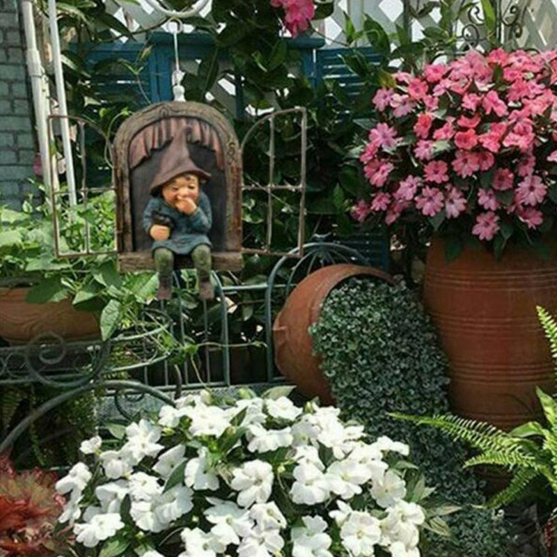 Naughty Garden Gnome Statue Elf Out The Door Tree Hugger Home Yard Decor U hot.