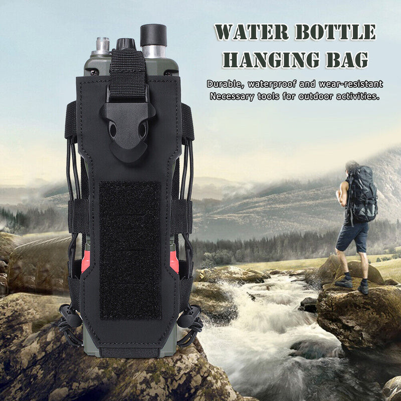 Molle Water Bottle Bag Travel Camping Hiking Kettle Holder Pouch (Black) Newly