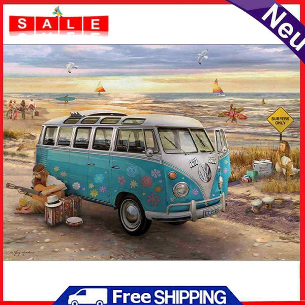 5D DIY Full Drill Diamond Painting Bus Cross Stitch Embroidery Mosaic Craft Set Wall