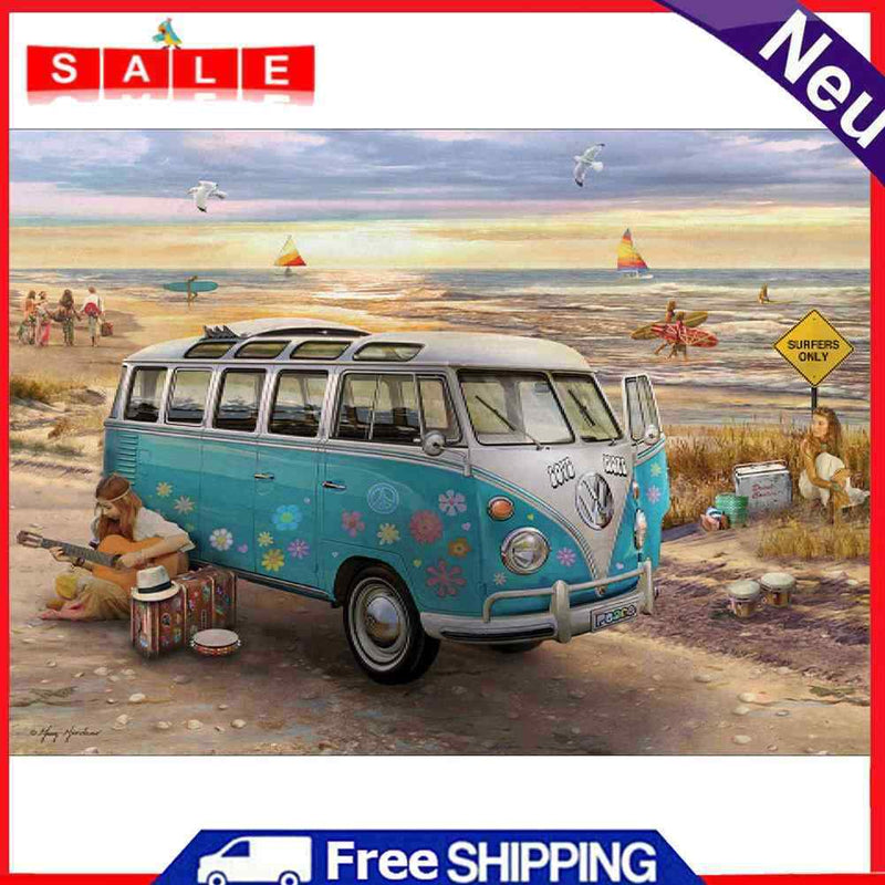 5D DIY Full Drill Diamond Painting Bus Cross Stitch Embroidery Mosaic Craft Set Wall