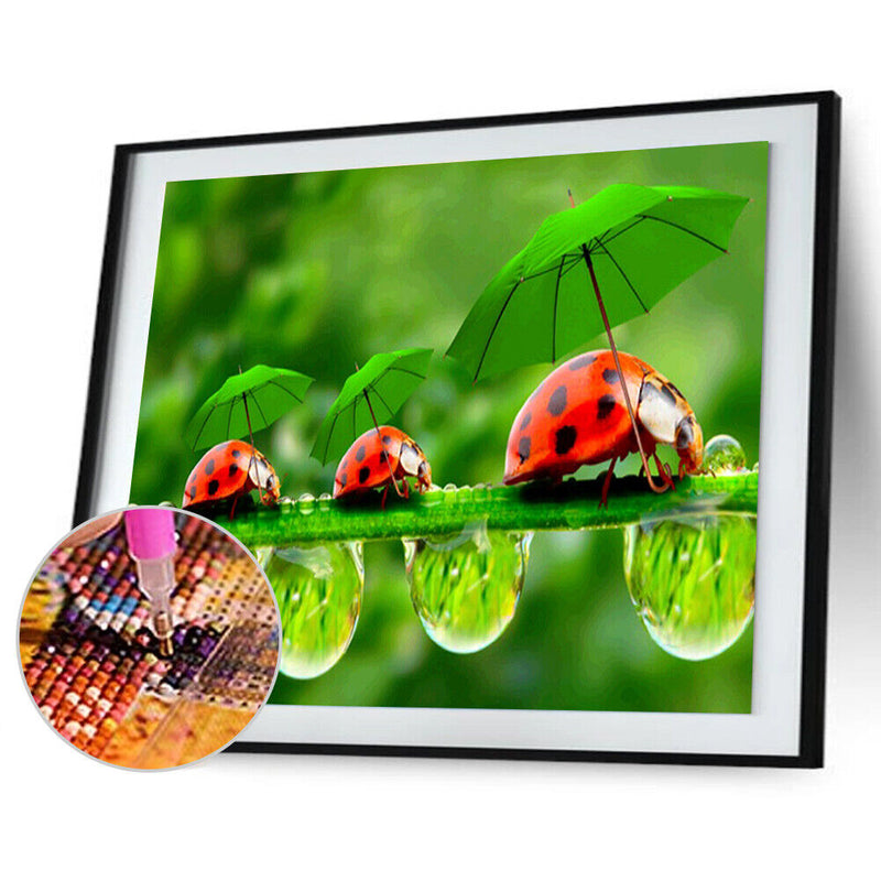 Green Leaf Ladybug 5D Diamond Painting Embroidery DIY Cross Stitch Decor Newly