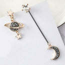 Korean Style Moon Star Planet Drop Dangle Earrings Jewelry Asymmetric Top W6N0