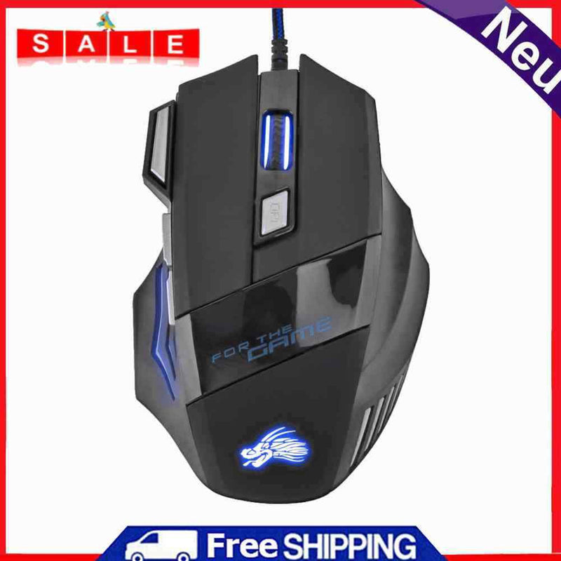 PC Gamer Mouse 7-Color Backlit DPI Adjustable Wired Optical Computer Gaming Mice