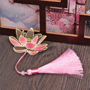 Style Pendant Lotus Leaf Brass Bookmark Book Clip Painted Pagination Mark