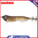 103mm LED Luminous Wood Shrimp Bait Squid Jigs Hook Fishing Lures (Brown)