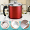 Stainless Steel Grease Strainer Container Oil Pot with Lid Can (Red)