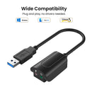 Stereo External USB Sound Card Amplifier Headset Microphone 3.5mm Audio Adapter