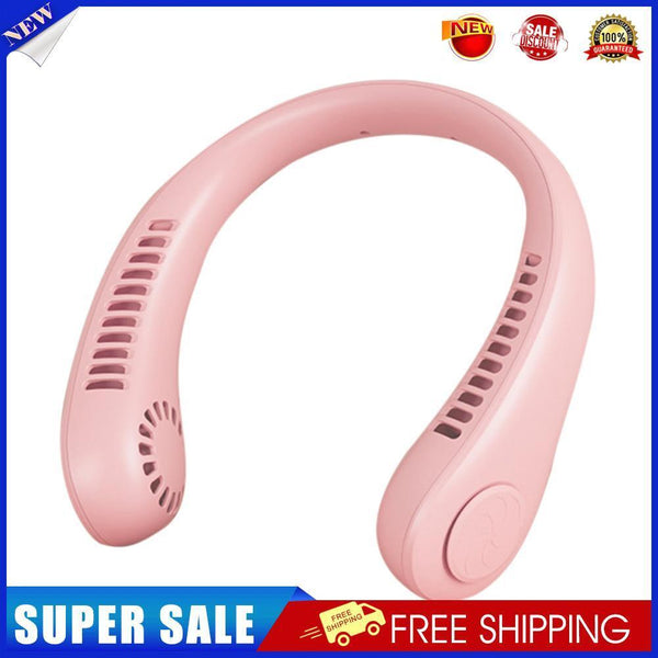 Mini Neck Fan USB Rechargeable Bladeless Fan Neck Air Conditioner (Pink)