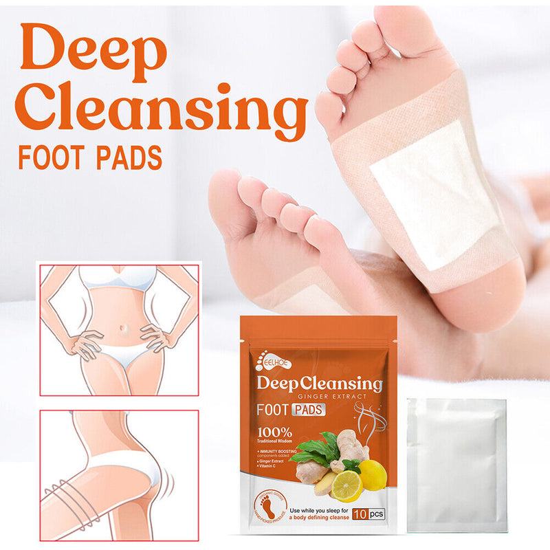 EELHOE 10 Packs Ginger Foot Patches Bamboo Vinegar Pads Adhesive Foot Care Tool