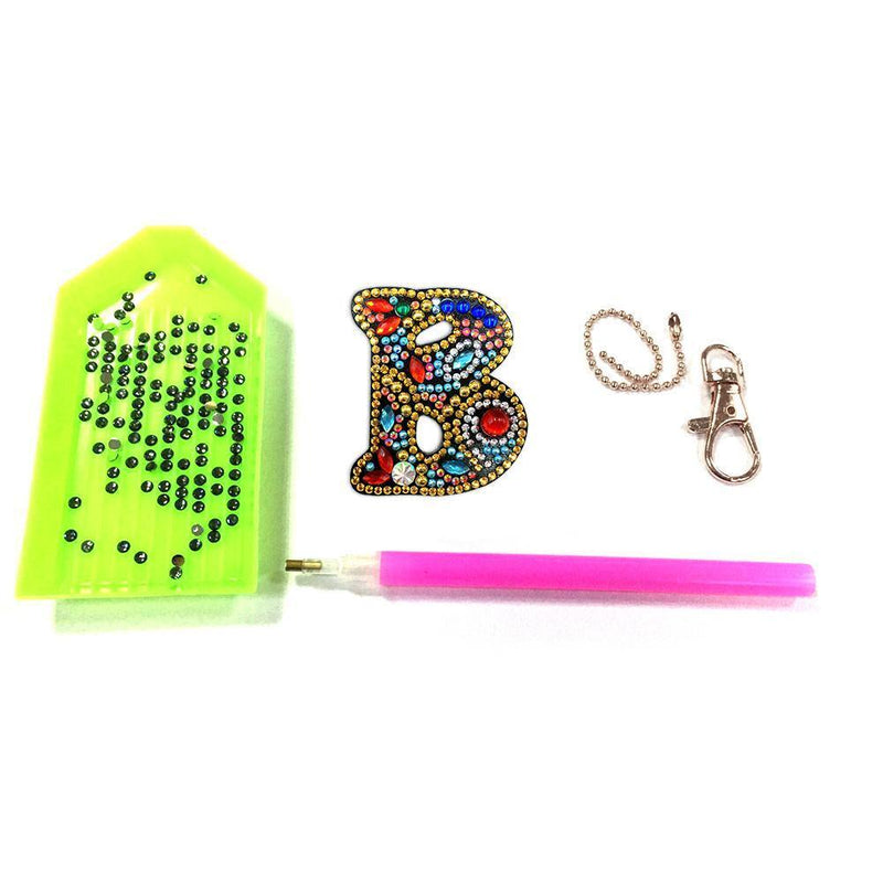DIY Key Chain Diamond Painting Letters Women Bag Keyring Pendant Gift (B) Newly
