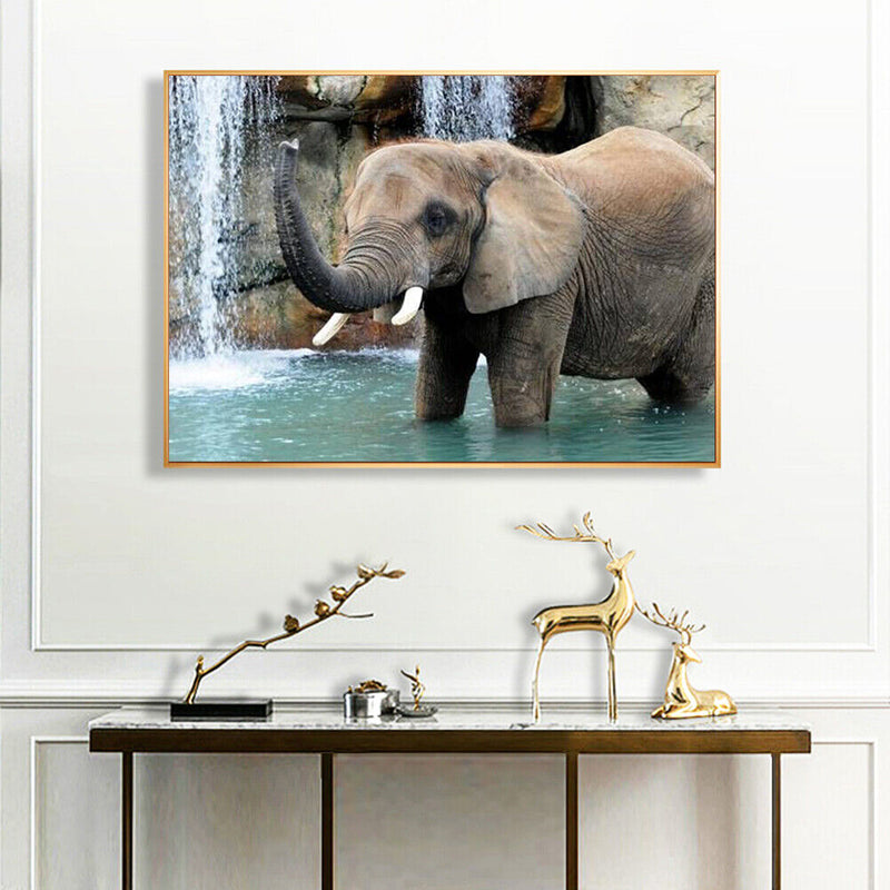Wading Elephant Oil Paint By Numbers DIY Handpainted on Canvas Home Decorations