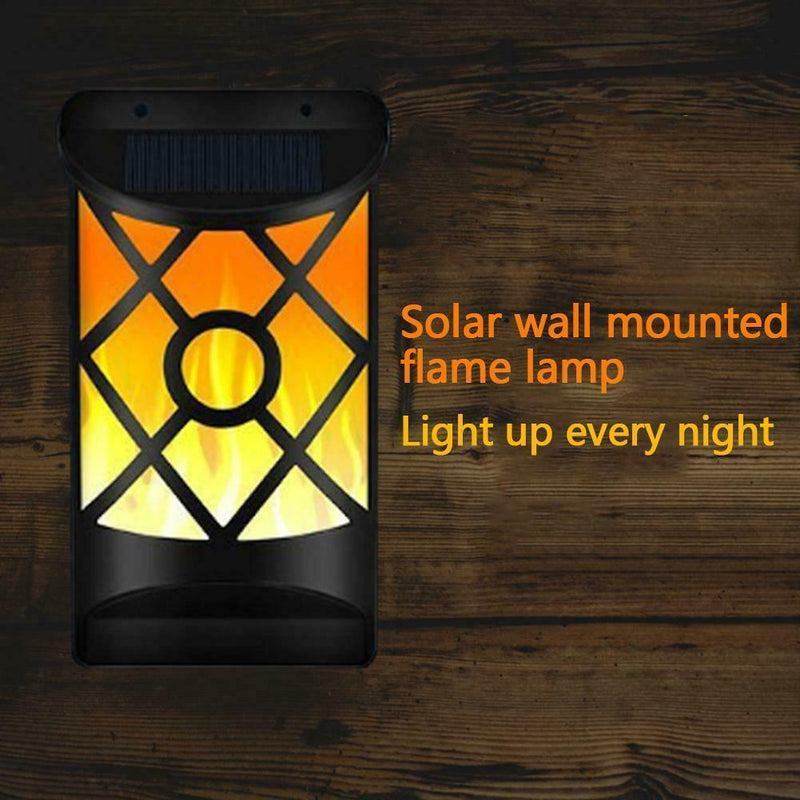 66LED Flame Light Solar Lights Outdoor Wall Lamp Fixture Outdoor Water S1P7