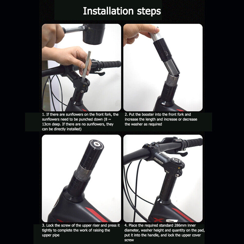Bicycle Front Fork Stem Height Extender Handleable Rise Up Adapter Aluminum Alloy