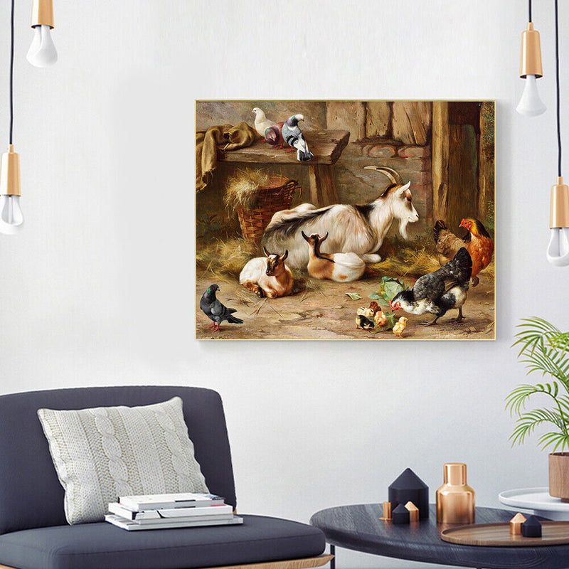 Goat Rooster Oil Paint By Numbers Kit DIY Acrylic Painting on Canvas (B1489)