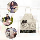 Kitchen Linen Apron Black Cat on Balcony Painted Dinner Cooking Pinafore