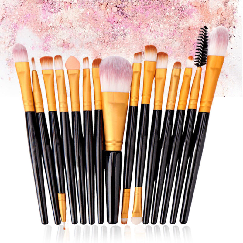 15pcs Long Rod Plastic Makeup Brushes Set Skin-friendly Versatile Cosmetic Brush