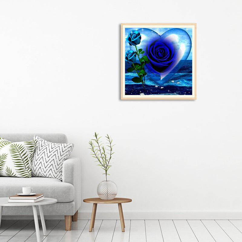 5D DIY Full Drill Diamond Painting Blue Rose Cross Stitch Embroidery Kits Newly