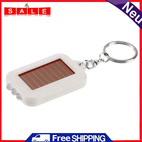Mini Portable Solar 3 LED Light Keychain Camping Torch Flashlight (White)