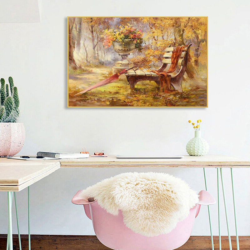Frameless Oil Painting Arts Picture By Number Bench Umbrella Hand Painted Cra