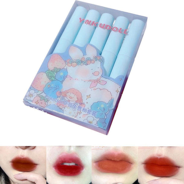 5 Pieces Lipstick Tint Set Matte Red Mint Green Mint Matte Blue Cosmetics F7I1