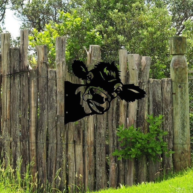 2xFarm Hollow Peeping Cow Balcony Yard Art Hanging Decor Outdoor Statue