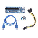 PCI-E1x, 16x PCI Express Extender Riser Card 6Pin DC / DC USB3. 0 Cable PCIe-Ex