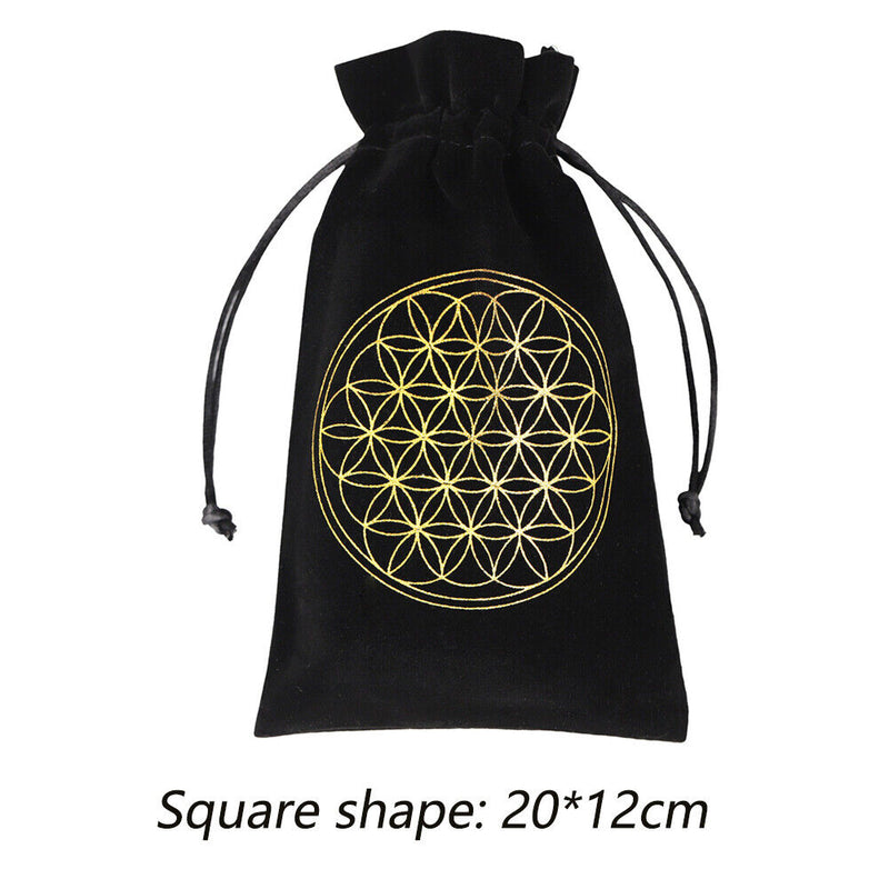 Constellation Star Moon Tarot Game Card Storage Bag (Black Flower of Life)