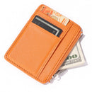 Simple Leather Zipper Solid Color Litchi Pattern Wallet Men Women Card Holder