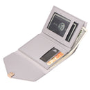 Retro Leather Solid Color Trifold Short Wallet Women Purse (Light Grey)